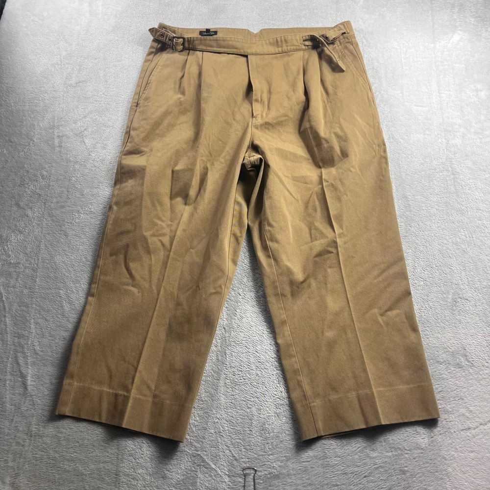 J Peterman Mens 38 Gurkha Pleated Chinos Khaki Tan Side Buckle Wide Leg Pants